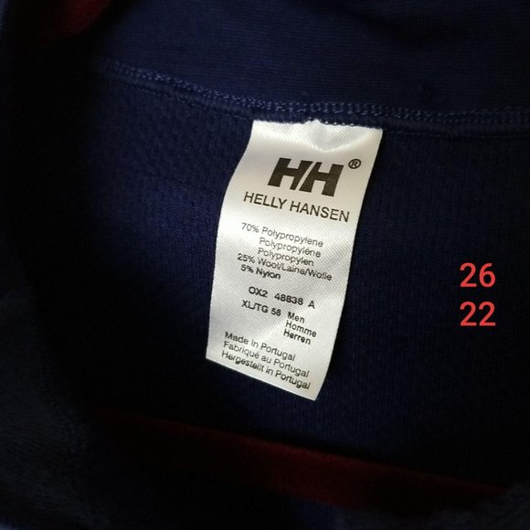 HELLY HANSEN Mens L/S Wool Blend Zip Base Layer XL - Picture 6 of 8